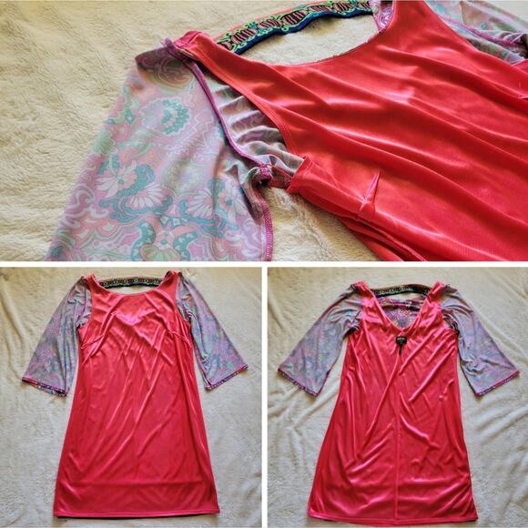 LAUNDRY by SHELLI SEGAL Multi-Color Vibrant Pattern Floral Pull On Dress *sz S* - Picture 10 of 16